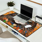Gustav Klimt Style Warrior Cat with Colorful Medals Desk Mat Gallery Image 2