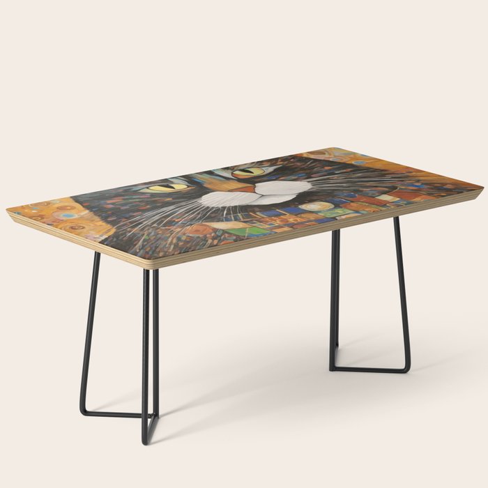 Gustav Klimt Style Warrior Cat with Colorful Medals Coffee Table Gallery Image 1