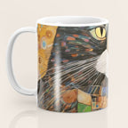 Gustav Klimt Style Warrior Cat with Colorful Medals Coffee Mug Gallery Image 3