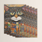 Gustav Klimt Style Warrior Cat with Colorful Medals Wrapping Paper Gallery Image 3