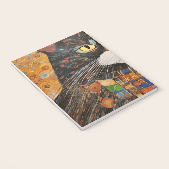 Gustav Klimt Style Warrior Cat with Colorful Medals Notebook Gallery Image 3