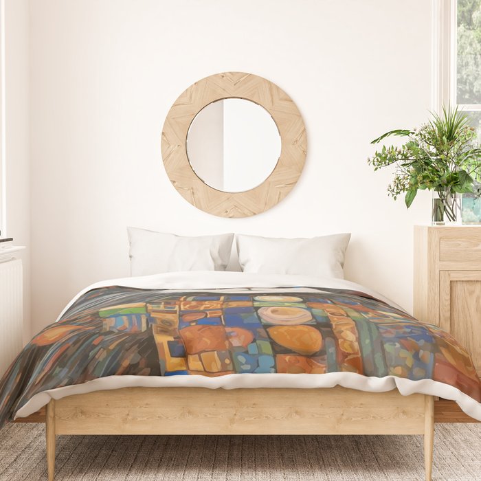 Gustav Klimt Style Warrior Cat with Colorful Medals Duvet Cover Gallery Image 3