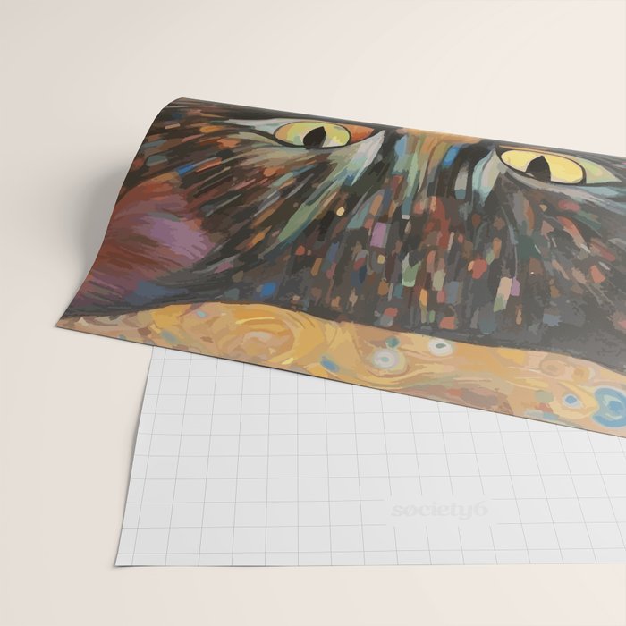 Gustav Klimt Style Warrior Cat with Colorful Medals Wrapping Paper Gallery Image 2