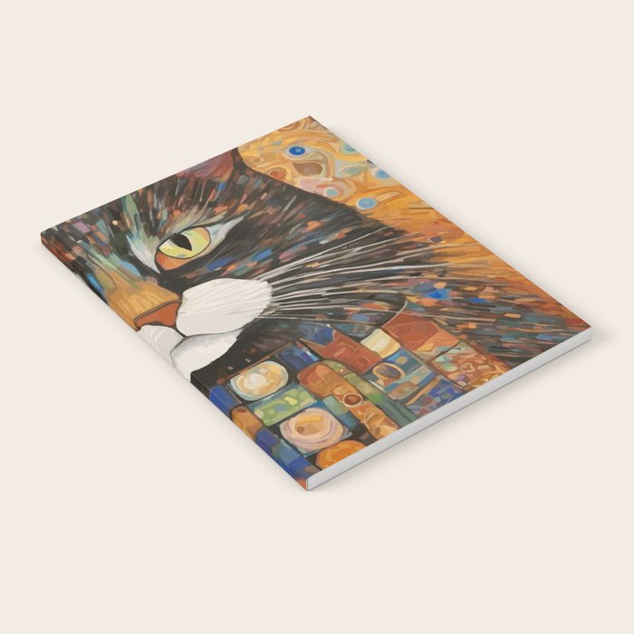 Gustav Klimt Style Warrior Cat with Colorful Medals Notebook Gallery Image 2