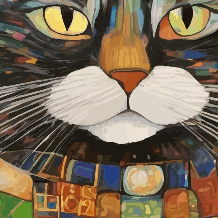 Gustav Klimt Style Warrior Cat with Colorful Medals Coffee Mug Gallery Image 2