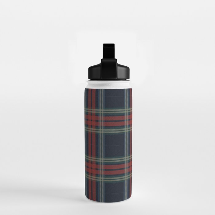 Navy Blue Red Classic Plaid Water Bottle Gallery Image 2
