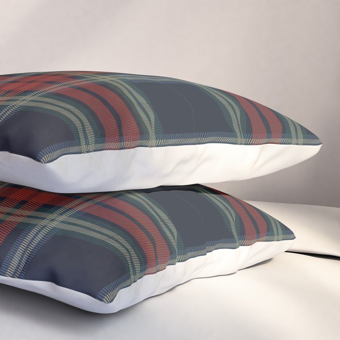 Navy Blue Red Classic Plaid Pillow Sham Gallery Image 3