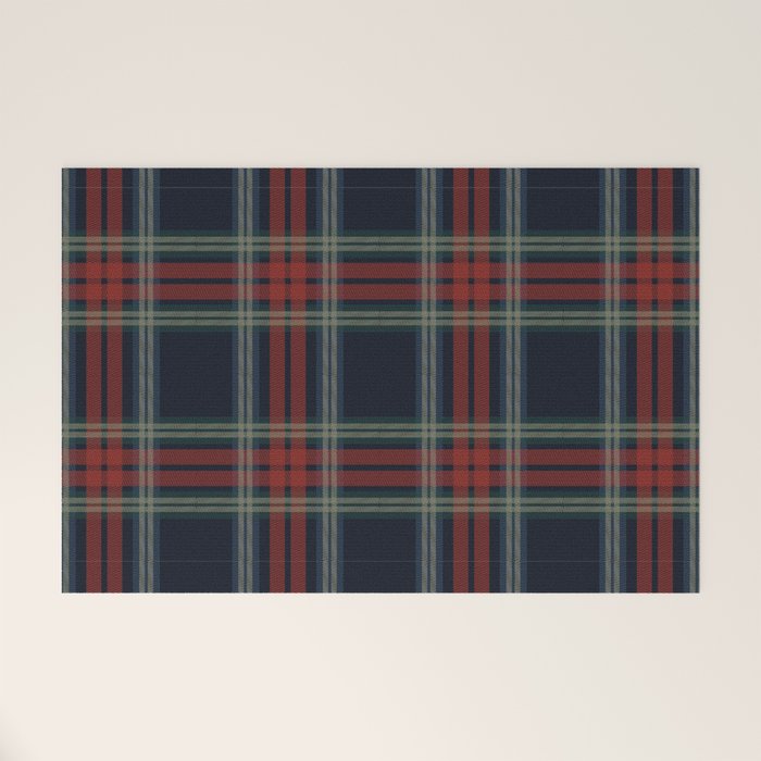 Navy Blue Red Classic Plaid Welcome Mat Gallery Image 1