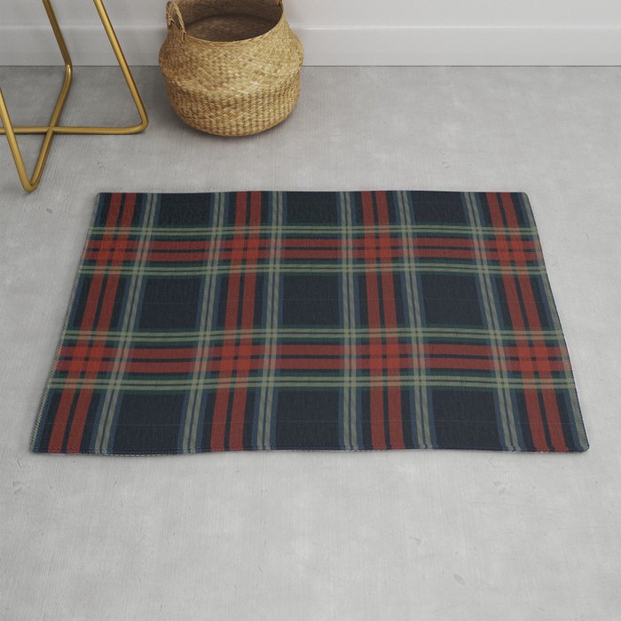 Navy Blue Red Classic Plaid Rug Gallery Image 1