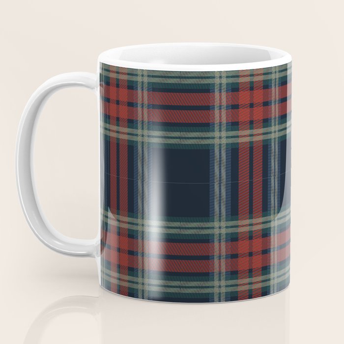 Navy Blue Red Classic Plaid Coffee Mug Gallery Image 3