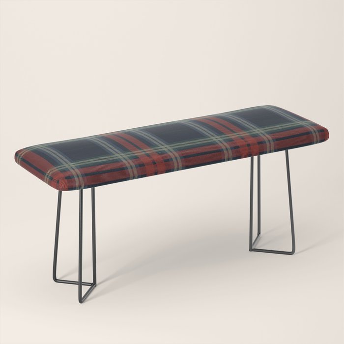 Navy Blue Red Classic Plaid Bench Gallery Image 1
