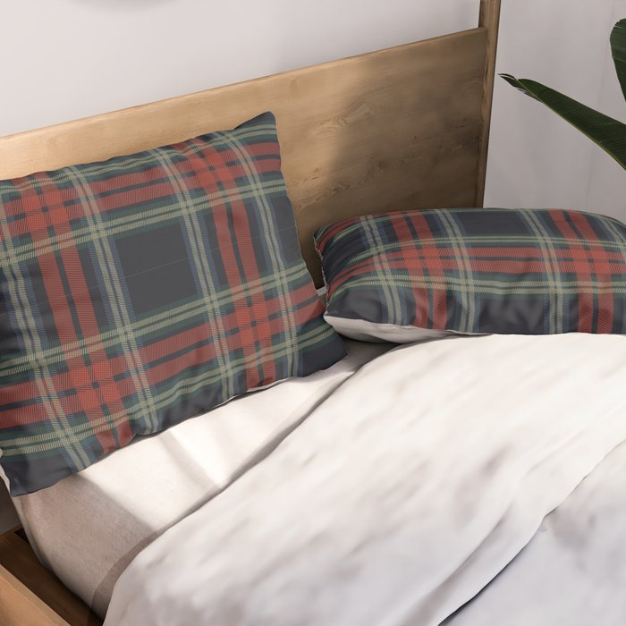 Navy Blue Red Classic Plaid Pillow Sham Gallery Image 2