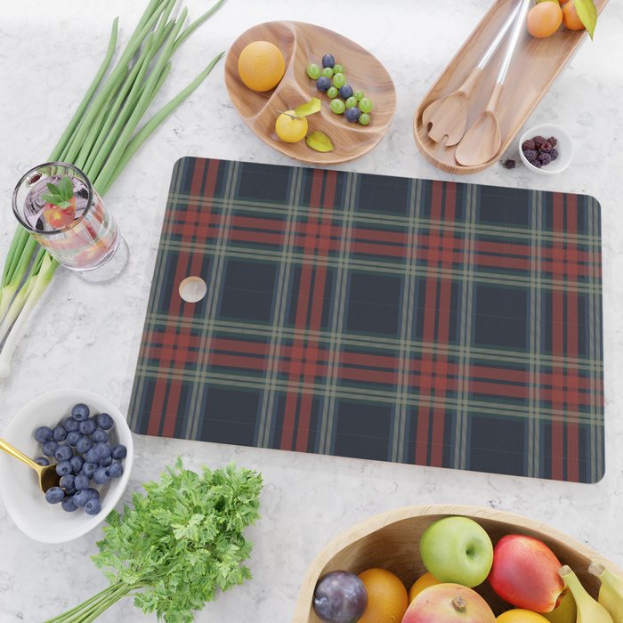 Navy Blue Red Classic Plaid Cutting Board Gallery Image 2