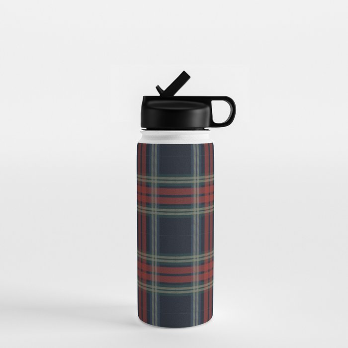 Navy Blue Red Classic Plaid Water Bottle Gallery Image 1
