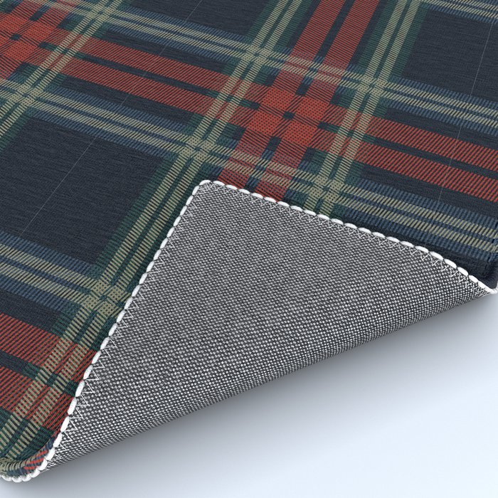 Navy Blue Red Classic Plaid Rug Gallery Image 4