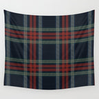 Navy Blue Red Classic Plaid Wall Tapestry Gallery Image 4
