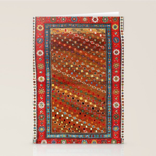 Genje Central Caucasus Antique Rug Print Stationery Card Gallery Image 1
