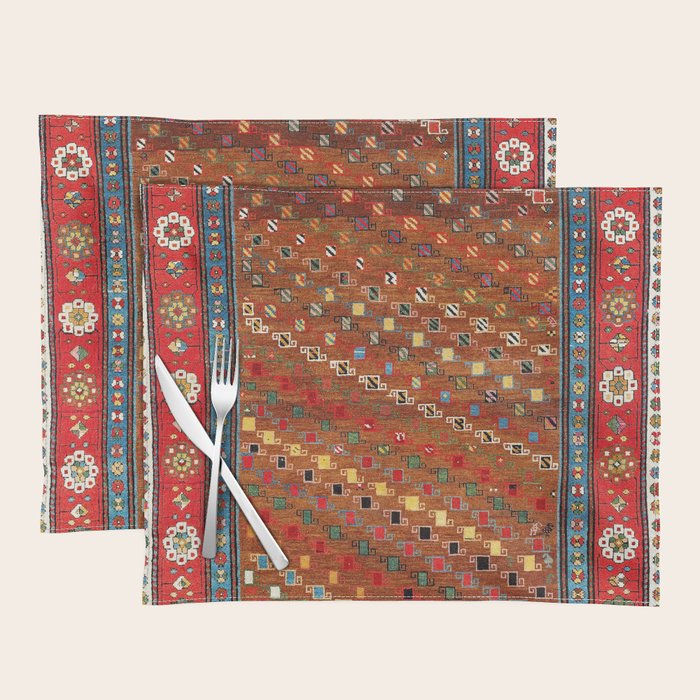 Genje Central Caucasus Antique Rug Print Placemat Gallery Image 1