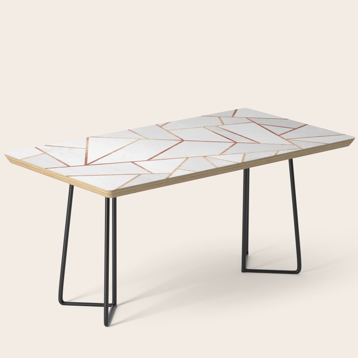 White Stone & Copper Lines Coffee Table Gallery Image 1