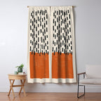 Mid Century Modern Minimalist Rothko Inspired Color Field Red Rain With Lines Geometric Style Window Curtain Gallery Image 5