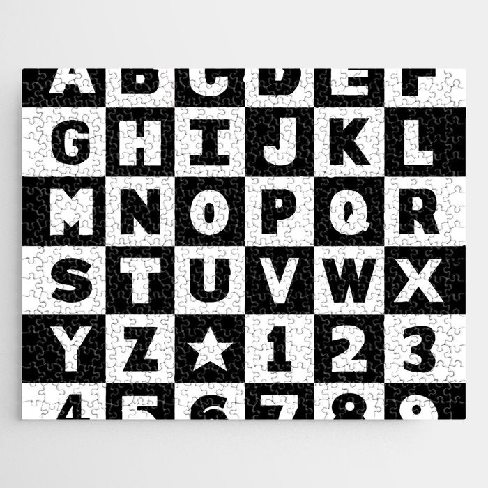 Alphabet Black and White Jigsaw Puzzle Gallery Image 1