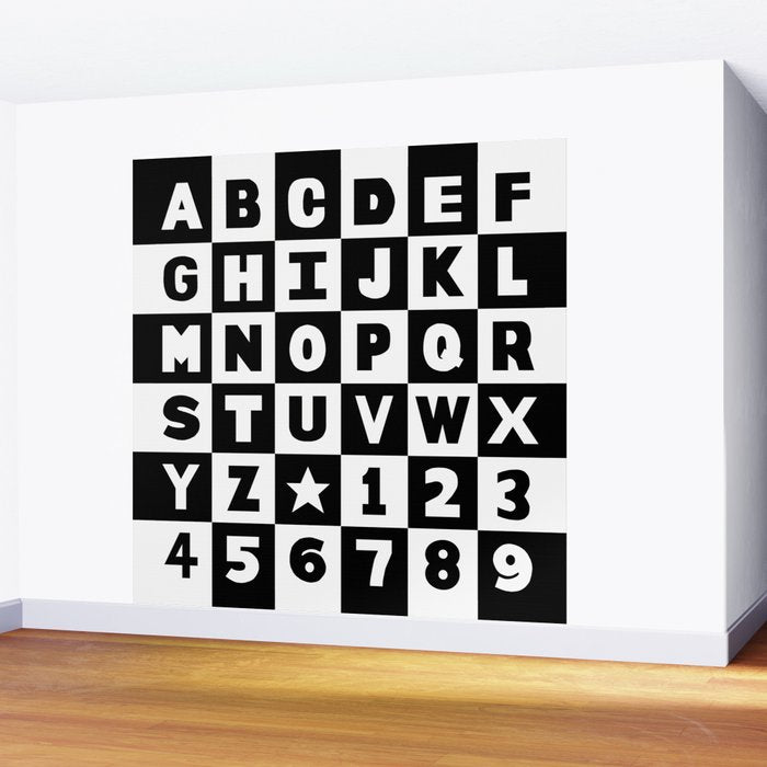 Alphabet Black and White Wall Mural Gallery Image 2