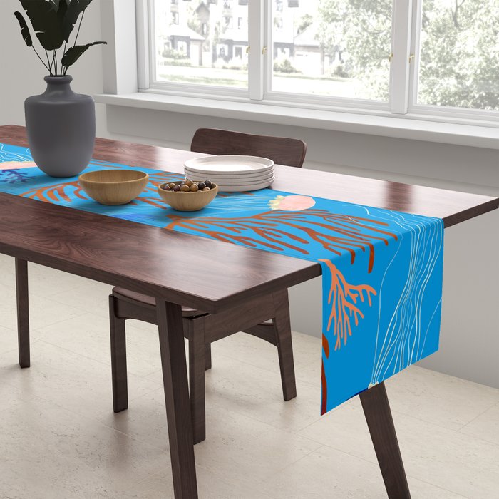 Jellyfish and Coral-Blue Table Runner Gallery Image 2