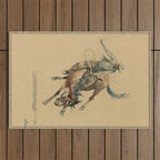 Cowboy on a Bucking Horse 3 by Edward Borein Outdoor Rug Gallery Image 1