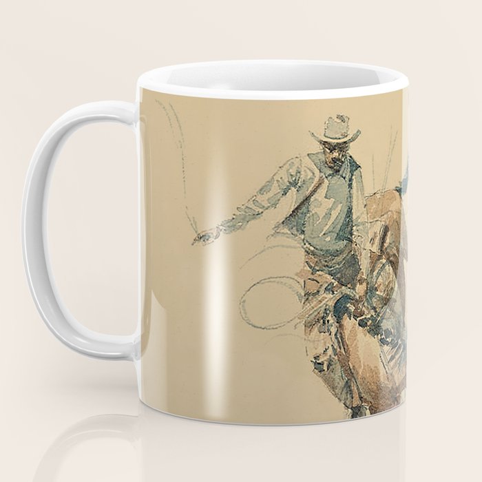 Cowboy on a Bucking Horse 3 by Edward Borein Coffee Mug Gallery Image 3