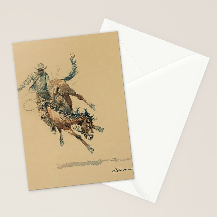 Cowboy on a Bucking Horse 3 by Edward Borein Stationery Card Gallery Image 2