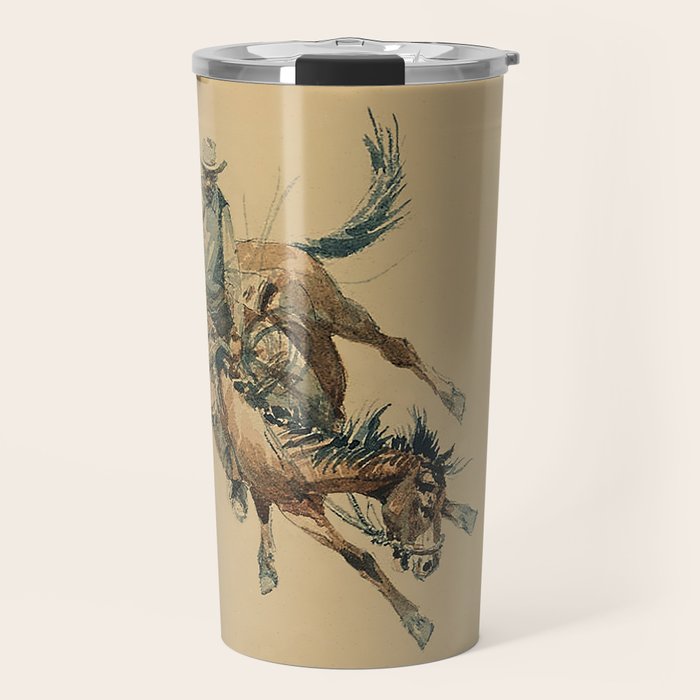 Cowboy on a Bucking Horse 3 by Edward Borein Travel Mug Gallery Image 1