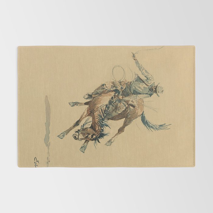 Cowboy on a Bucking Horse 3 by Edward Borein Rug Gallery Image 2