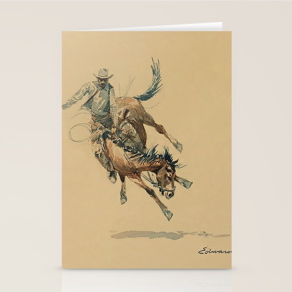 Cowboy on a Bucking Horse 3 by Edward Borein Stationery Card Gallery Image 2