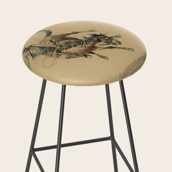 Cowboy on a Bucking Horse 3 by Edward Borein Stool Gallery Image 2