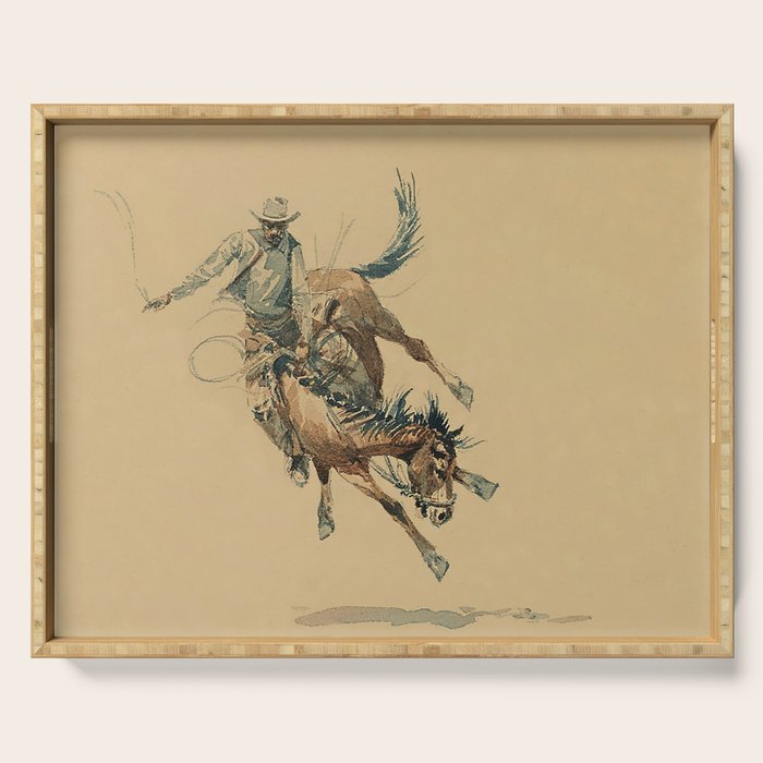 Cowboy on a Bucking Horse 3 by Edward Borein Serving Tray Gallery Image 1