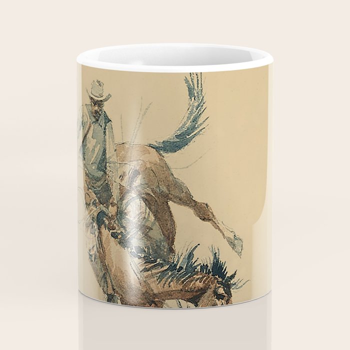 Cowboy on a Bucking Horse 3 by Edward Borein Coffee Mug Gallery Image 4