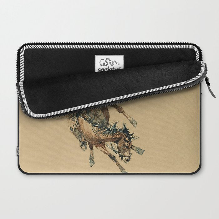 Cowboy on a Bucking Horse 3 by Edward Borein Laptop Sleeve Gallery Image 2