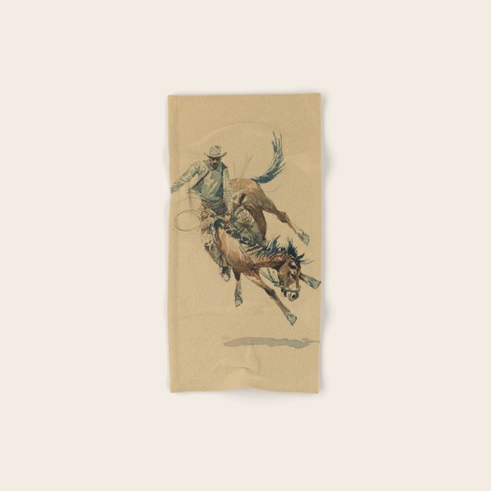 Cowboy on a Bucking Horse 3 by Edward Borein Bath Towel Gallery Image 1
