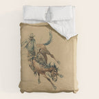 Cowboy on a Bucking Horse 3 by Edward Borein Duvet Cover Gallery Image 6
