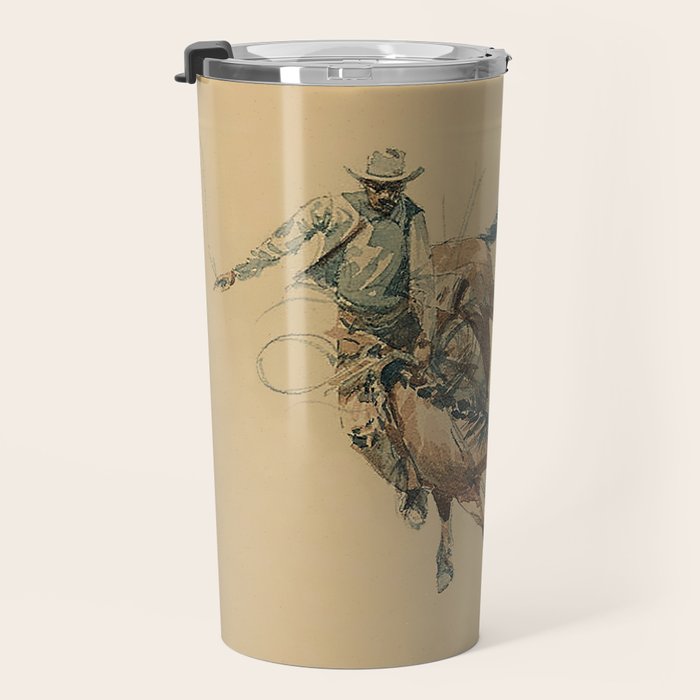 Cowboy on a Bucking Horse 3 by Edward Borein Travel Mug Gallery Image 3