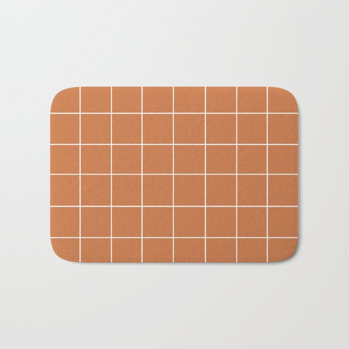 Grid (Terracotta) Bath Mat Gallery Image 1