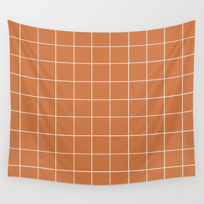 Grid (Terracotta) Wall Tapestry Gallery Image 4