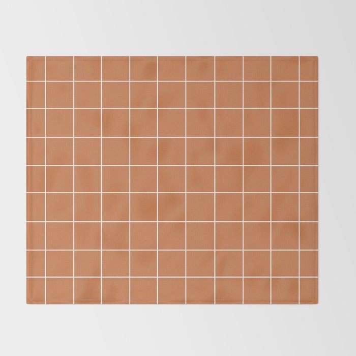 Grid (Terracotta) Throw Blanket Gallery Image 2