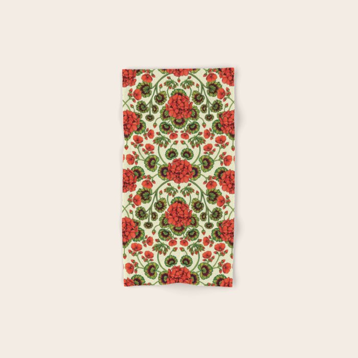 Red Geraniums -  Vintage-Inspired Floral Pattern For Spring Towels Gallery Image 1