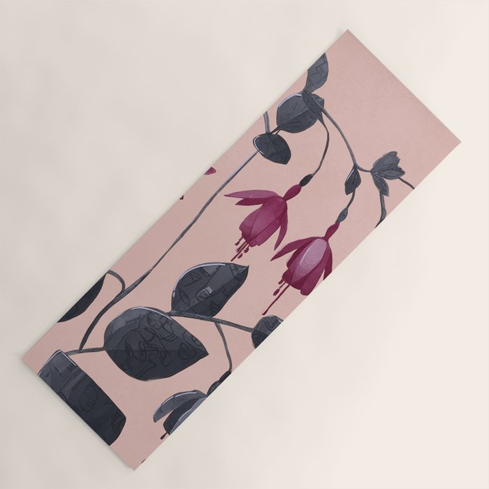 Fuchsia Botanical Drawing Yoga Mat Gallery Image 1