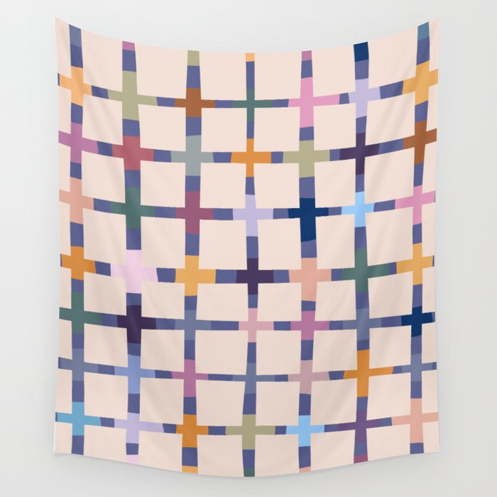 Colorful Patterned Grid II Wall Tapestry Gallery Image 1