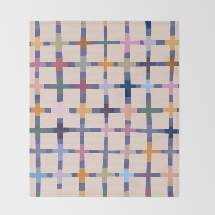 Colorful Patterned Grid II Throw Blanket Gallery Image 2