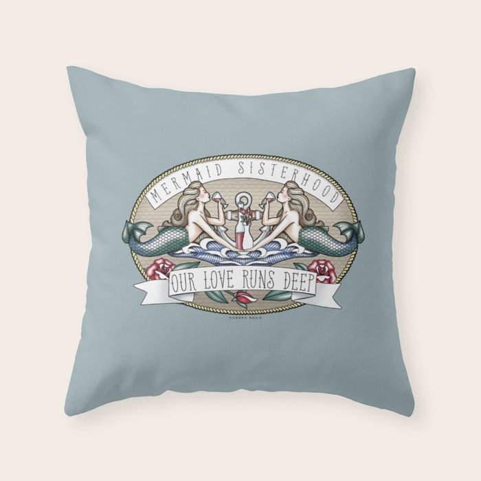 Tipsy Mermaids - Our Love Runs Deep Throw Pillow Gallery Image 6