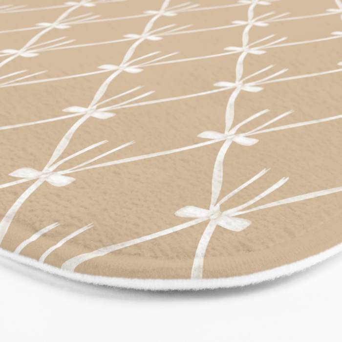 Bows & Ribbons Pattern XLV Neutral Beige Bath Mat Gallery Image 3