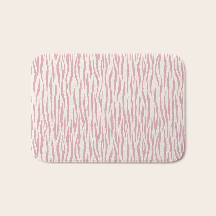 Tiger Stripes In Pink and Cream Bath Mat Gallery Image 1